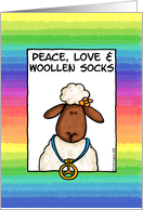 peace, love & woollen socks card