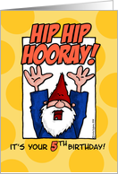hip hip hooray - fifth birthday card