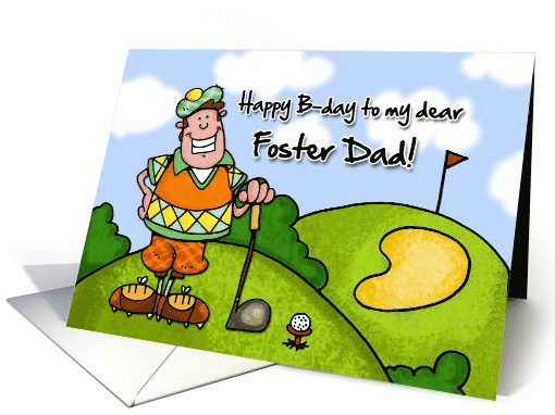 Foster Dad Happy Birthday Golf card (201218)