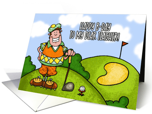 Teacher Happy Birthday Golf card (201254)