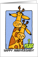 1 Year Wedding Anniversary Giraffe Couple card