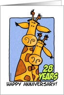 28 Years Wedding Anniversary Giraffe Couple card