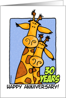 30 Years Wedding Anniversary Giraffe Couple card