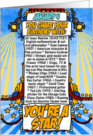 you share your birthday with - january 4 card