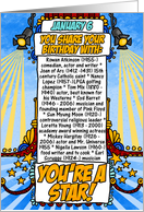 you share your birthday with - january 6 card