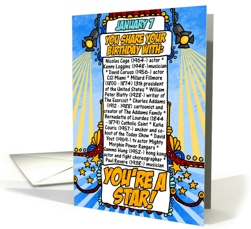 you share your birthday with - january 7 card (252582)