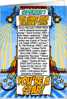 you share your birthday with - september 1 card