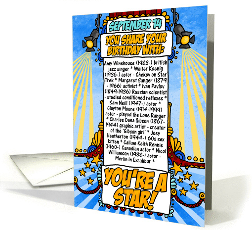 you share your birthday with - september 14 card (252828)