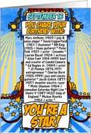 you share your birthday with - september 16 card