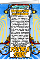 you share your birthday with - september 17 card