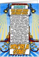 you share your birthday with - october 4 card