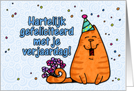 happy birthday cat - Dutch card