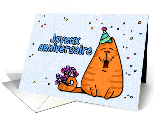 happy birthday cat - French card (254437)