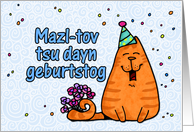 happy birthday cat - Yiddish card