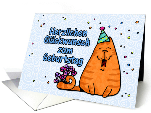 happy birthday cat - German card (254447)