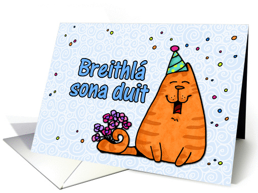 happy birthday cat - Irish card (254451)