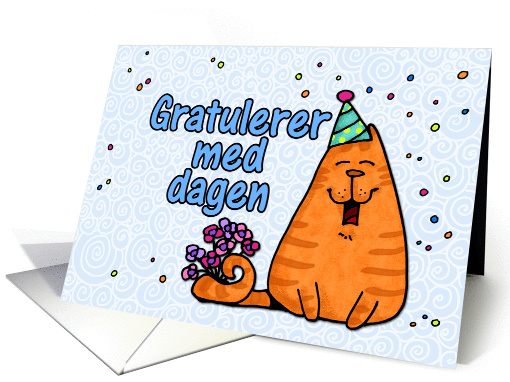 happy birthday cat - Norwegian card (254455)