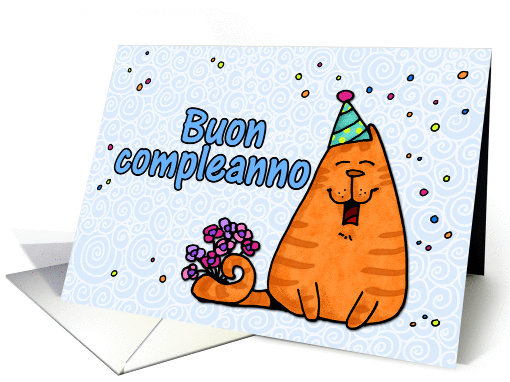 happy birthday cat - Italian card (254457)