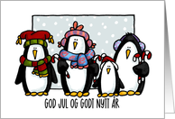 Merry Christmas and Happy New Year Penguins Norwegian card