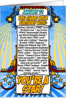 you share your birthday with - January 12 card
