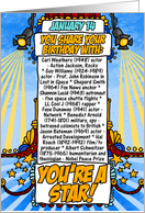 you share your birthday with - January 14 card