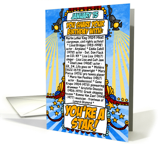 you share your birthday with - January 15 card (265261)