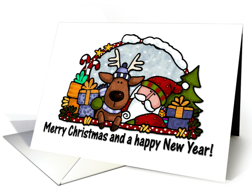 santa and reindeer card (267782)