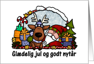 santa and reindeer - danish card