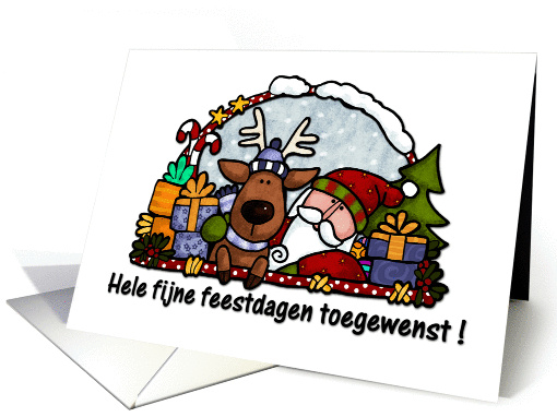santa and reindeer - dutch card (267800)