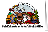 santa and reindeer - hawaiian card