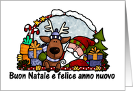 santa and reindeer - italian card