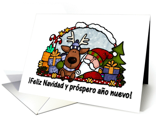 santa and reindeer - spanish card (267835)