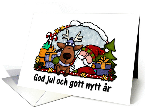 santa and reindeer - swedish card (267837)