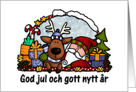 santa and reindeer - swedish card
