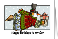 happy holidays to my son card