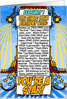 you share your birthday with - february 1 card