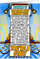you share your birthday with - february 15 card