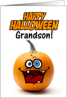 happy halloween pumpkin - grandson card