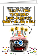 Happy Birthday 90 Years Old Crazy Cupcake Funny Days Old Math card