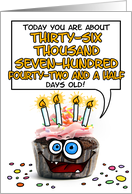 Happy Birthday 100 Years Old Crazy Cupcake Funny Days Old Math card