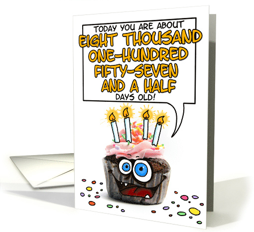 Happy Birthday 22 Years Old Crazy Cupcake Funny Days Old Math card