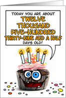 Happy Birthday 34 Years Old Crazy Cupcake Funny Days Old Math card