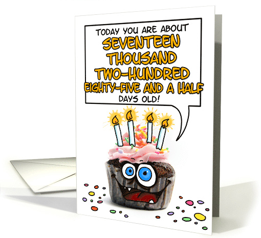 Happy Birthday 47 Years Old Crazy Cupcake Funny Days Old Math card
