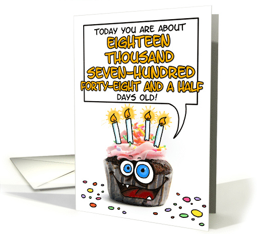 Happy Birthday 51 Years Old Crazy Cupcake Funny Days Old Math card