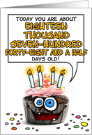 Happy Birthday 51 Years Old Crazy Cupcake Funny Days Old Math card