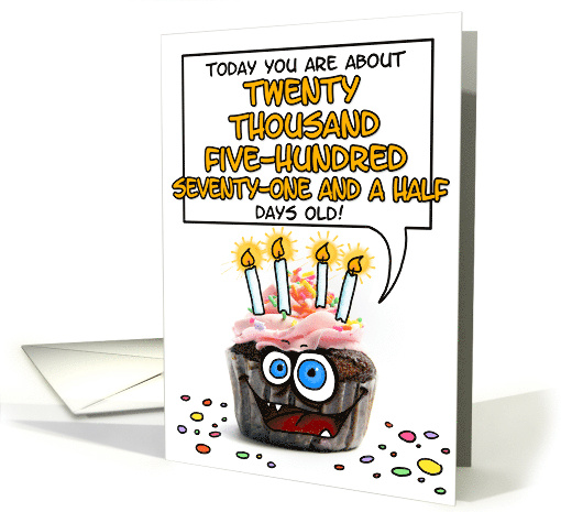 Happy Birthday 56 Years Old Crazy Cupcake Funny Days Old Math card