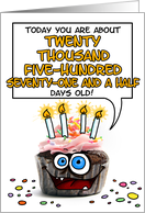 Happy Birthday 56 Years Old Crazy Cupcake Funny Days Old Math card