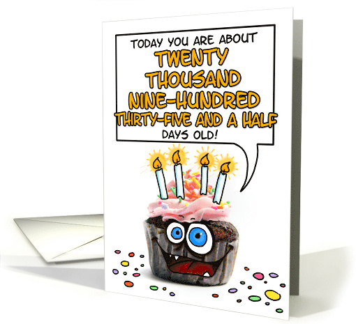 Happy Birthday 57 Years Old Crazy Cupcake Funny Days Old Math card