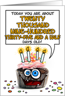 Happy Birthday 57 Years Old Crazy Cupcake Funny Days Old Math card