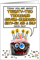 Happy Birthday 62 Years Old Crazy Cupcake Funny Days Old Math card